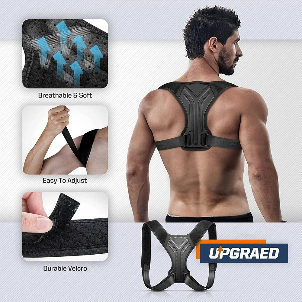 Adjustable Back Shoulder Posture Corrector Belt Clavicle Spine Support. Upper Back, Neck Brace