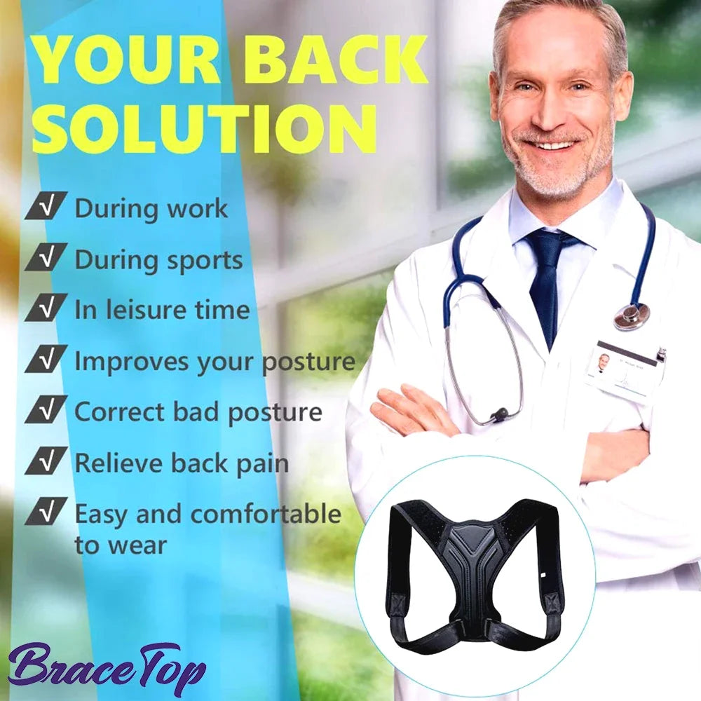 Adjustable Back Shoulder Posture Corrector Belt Clavicle Spine Support. Upper Back, Neck Brace